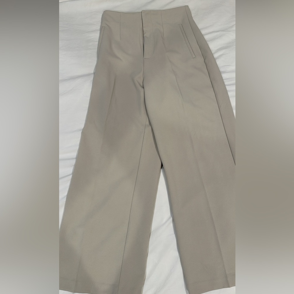 Zara women’s Flat-Front Wide-Leg in Light Taupe